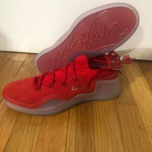 NWOB Christian Louboutin Arpoador Donna clear sole red suede sneakers Men's 10